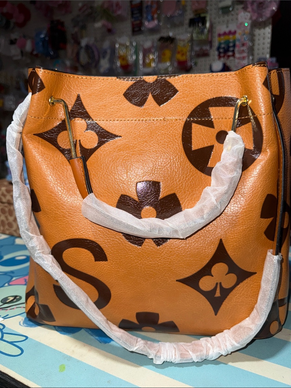 Amazon Tan and Dark Brown Monogram Shoulder Bag